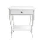 The West Paces Nightstand by Hickory Chair features a single drawer, knob handle, curved legs, and a lower shelf. Shown against a white background—now available at our West Palm Beach showroom.