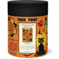 The Cavallini Papers and Co Halloween Vintage 500 Piece Puzzle comes in a cylindrical box labeled "Trick or Treat" with vintage owl, black cat, and jack-o'-lantern art inspired by the Cavallini archives.