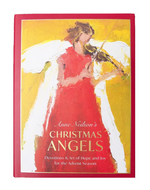 Anne Neilson's "Christmas Angels: Devotions and Art of Hope and Joy for the Advent Season" features an angel in a red dress playing violin on the cover—ideal as a heartfelt devotional for Christmas.