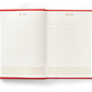 The PrintWorks Today's Special Recipe Book is open, showing blank red-bound pages with sections for title, date, cook time, ingredients, directions, and notes.