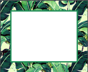 The Black Ink Palm Beach Leaf Large Pad features a blank white rectangular space bordered by green, centered on illustrated green tropical leaves—an ideal smooth white cardstock for showcasing elegant leaf print designs.