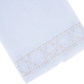 Elevate your home décor with the Bamboozle Bath Collection by Haute Home—this elegant white linen napkin features premium linen and a decorative geometric embroidered border in light beige thread along one edge, shown folded against a white background for a sophisticated touch.