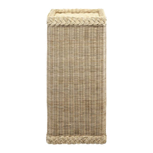 Small Braided Square Pedestal by Mainly Baskets Home, shown upright with braided detailing on the top and bottom edges, against a white background.