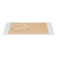 A rectangular wooden board with white edges and a smaller square wooden board resting atop, both set against a white background, evoke the sophisticated white finish characteristic of the Rosewell Collection by Pigeon & Poodle.