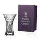 The Rosie Posy Vase by William Yeoward Crystal stands next to a purple box marked with the brand’s name and emblem—an elegant hostess gift or stylish centerpiece for your dining table.