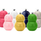 Seven Chubbie Salt and Pepper Mills by Addison Ross, in pink, red, yellow, green, white, blue, and beige with a ceramic mechanism—arranged in two rows on a white background.