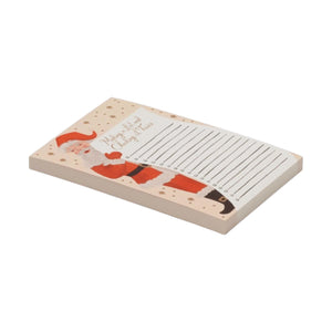 A rectangular Santa’s List Notepad featuring a Santa Claus illustration, the text “Making a list and checking it twice,” and a checklist of lined spaces.