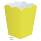 The Addison Ross container boasts a stunning yellow and white scalloped design with a wavy edge, mirroring the elegance of the Addison Ross Scalloped Lacquer Waste Bin Collection.