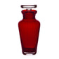 A red glass Fanny Scarlet Drinkware Collection decanter with a clear, flat glass stopper.