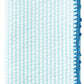 The Kim Seybert Seersucker Napkin Set features light blue and white stripes with a hand-crocheted border, folded neatly.