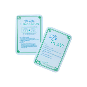 Two flat cards from Oh My Mahjong’s "Mahjong Shufflers" show shuffling instructions and "Let's Play!" steps, each with green borders and white backgrounds.