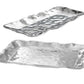 The Beatriz Ball Soho Brooklyn Rectangular Tray Collection features two hammered aluminum alloy trays with slightly wavy edges, ideal for family gatherings and shown on a white background.