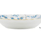 A white ceramic soup plate from the GINORI 1735 Oro Di Doccia Turchese Collection, adorned with a blue floral pattern and gold trim, reminiscent of Ginori 1735's elegant designs. "Soup Plate" is inscribed to the right of the dish, highlighting its classic charm.