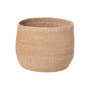 The Palben Abaca Basket, Small by Made Goods is a round, woven light brown basket with an open top and no visible handles, shown against a white background.