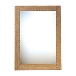 The Bojay SQ180 Inlay Mirror features a thick, textured, light brown rectangular frame with a simple decorative pattern, set against a white background—making it the perfect wall accent and an elegant piece to elevate any space.
