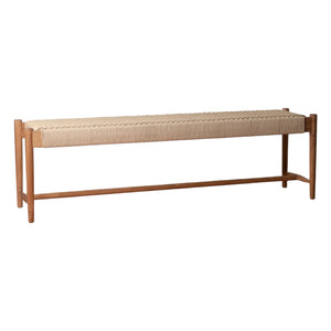 The Ingrid Woven Bench by Selamat features a hand-woven loom seat and a simple, minimalist Scandinavian design.