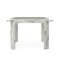 The Compositions Game Table by Century Furniture features a patchwork design, four sturdy legs, a smooth grayish-white tabletop, and elegant faux horn accents for added sophistication.