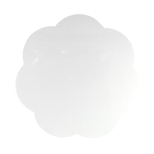 The Addison Ross Scalloped Lacquer Placemat Collection features a white placemat with scalloped edges and a smooth, high gloss finish, shown from above against a plain background.