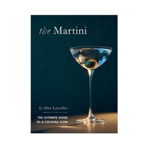 Here’s a rewritten sentence using the given product data: Book cover for “The Martini” by Chronicle Books, featuring a martini glass with an olive set against a dark blue background.