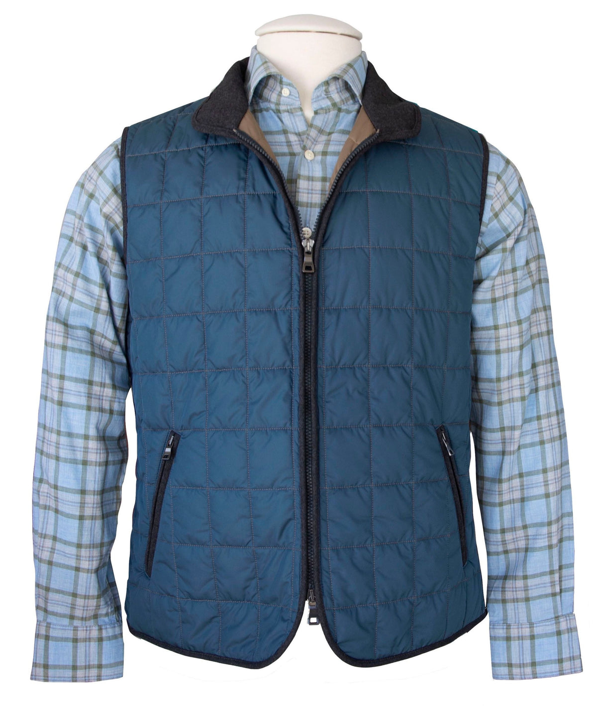 Peter Millar Essex Quilted Wool Travel Vest: Claret