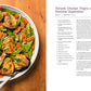 A plate of teriyaki chicken thighs with sliced carrots, snap peas, and mushrooms, served alongside a bowl of white rice; inspired by recipes from The Sheet Pan cookbook by Penguin Random House—perfect for your weeknight dinners. Recipe and instructions are printed beside the image.