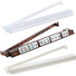 The Oh My Mahjong Acrylic Mahjong Rack and Pusher Set includes three racks—tortoiseshell, white, and clear—each with tile slots in a row. Some racks feature integrated pushers for easy gameplay.