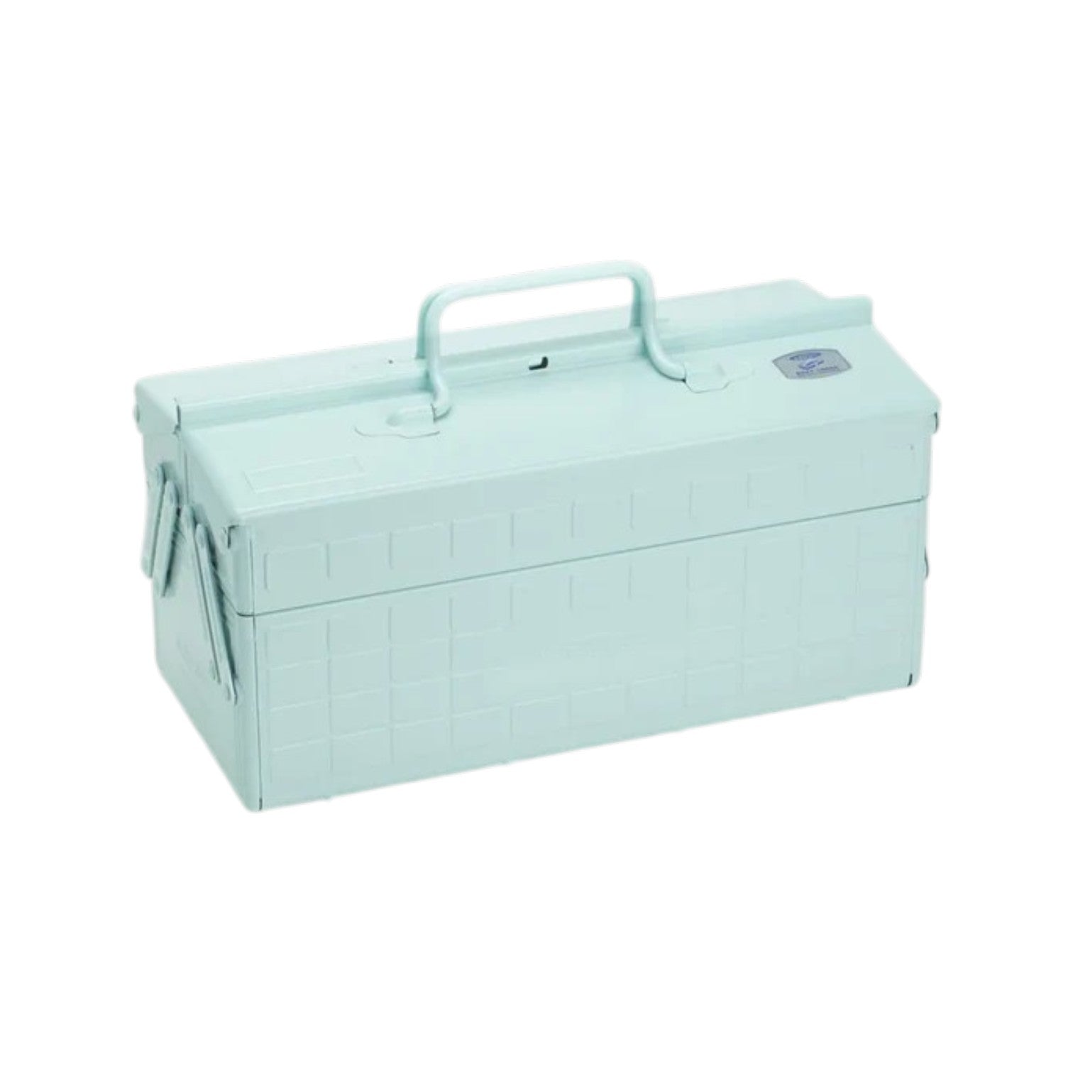 The Toyo Steel Co. Steel Cantilever Toolbox Collection features a light blue steel tool box with a top handle, shown closed on a white background—perfect for customizable tool storage.