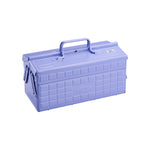 The Toyo Steel Co. Steel Cantilever Toolbox Collection offers a light purple rectangular steel tool box with a top handle and side latch closures, shown on a white background.