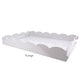 The Scalloped White Lacquer Tray Collection by Addison Ross features a large white tray with a scalloped edge and high gloss lacquer finish, shown on a plain background.