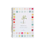 Discover Watercolor Workbooks from Emily Lex Studio—a spiral-bound workbook featuring a vibrant palm tree illustration on the cover, framed by colorful squares and the title “Tropical watercolor workbook.” Ideal for your next art activity, this book provides guided painting exercises to help you explore and create beautiful watercolor art.