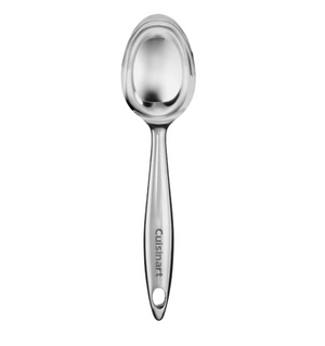 A Cuisinart Stainless Steel Ice Cream Scoop with "Cuisinart" engraved on the handle is displayed on a white background.