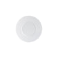 A Bernardaud Twist White Collection porcelain plate features a textured geometric rim inspired by Japanese design, shown on a white background.