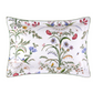 Rectangular organic cotton sateen pillowcase from the Botanic Bedding Collection by Yves Delorme, featuring a white background with a colorful botanical print of flowers, birds, and insects.