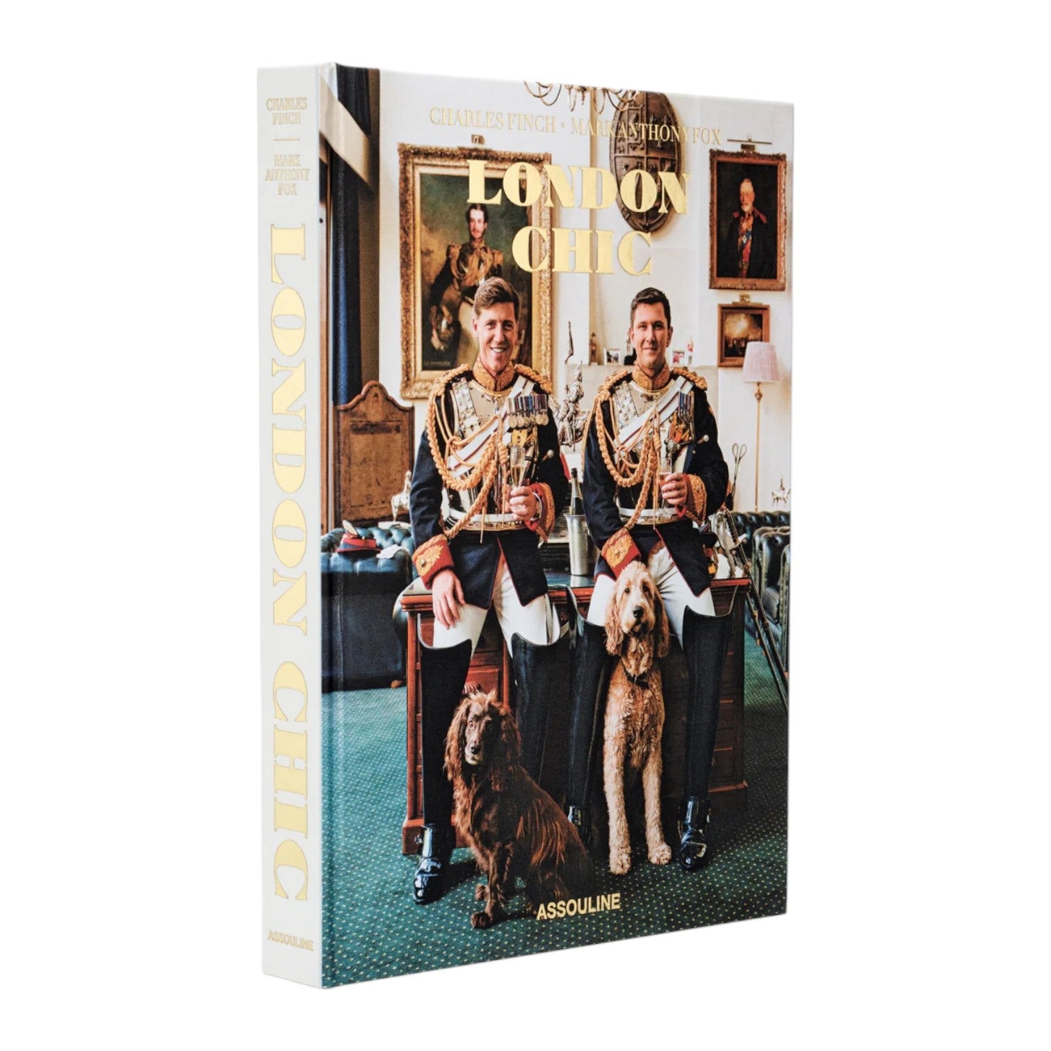 Assouline’s "London Chic" showcases two men in ornate uniforms with two dogs in a classic room, offering perfect inspiration for anyone fascinated by iconic London style.