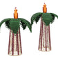 Bring distinctive charm to your dining table with the Hoatzin Palm Candle Holder & Flower Vase by Mercedes Salazar. This pair of woven decorative figures features bird-like forms perched on tall, cone-shaped bases, complete with green leaf-inspired wings and vibrant orange heads. Handcrafted with natural raffia for a vase-inspired design, these pieces serve as eye-catching decor—pair them with a battery-operated votive candle to create a warm and inviting ambiance.
