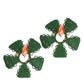 Elevate your table setting with the handcrafted Hoatzin Palm Candle Holder & Flower Vase by Mercedes Salazar—this set features two green woven pieces, each with five petal-like sections and vibrant pink and orange accents at the center, creating charming dining decor displayed elegantly on a white background.