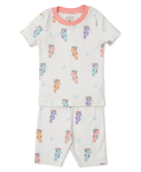 A white Kissy Kissy Seahorse Short Pajama Set.
