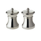 The Ercuis Salt and Pepper Mill Collection features two metallic grinders with engraved "S" and "P," shown side by side on a white background. Their mirror-effect finish brings sophisticated style to your table.