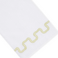Haute Home Waverly Bath Accessories white premium linen towel with a pale green embroidered Greek key border.