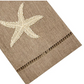 Part of the Haute Home Starfish Coaster & Bath Collection, this brown fabric napkin is crafted from premium linen and showcases an embroidered beige starfish design with a row of decorative stitching near the edge—a stylish addition to your home décor.