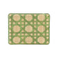 The HestiaLiving Epoch Versailles Collection mat features a light tan base with a green lattice caning-inspired pattern and rounded corners, shown here against a white background.