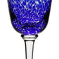 From the William Yeoward Crystal Vanessa Blue Drinkware Collection, this wine glass features a blue and white marbled bowl with an optical illusion effect, clear stem and base, and textured design.