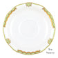 The Herend Princess Victoria Green Collection features a white porcelain tea saucer with hand-painted designs and intricate green and gold scalloped edges. "Tea Saucer" text appears on the right, reminiscent of elegant Herend porcelain.