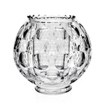 The Victoria Flower Centre Vase by William Yeoward Crystal features clear glass, a round shape, wide opening, and raised circular patterns—ideal for floral arrangements and beautifully displayed against a white background.