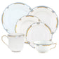 The Princess Victoria Light Blue Collection by Herend includes three plates, a mug, and a teacup in white with blue and gold trim, hand painted for timeless elegance inspired by classic Herend porcelain.