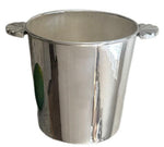 The Hôtel Silver Vintage Ice Bucket with Shell Handles, shown on a white background, is a timeless bar accessory.