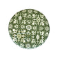 The Auburn Small Stool by Hickory Chair features a round cushion with a green and white floral geometric pattern, offering a modern silhouette—ideal as versatile seating or paired with other pieces for added style in any room.