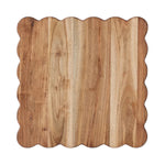 The etúHOME Scalloped Serving Board, Medium Square, features scalloped edges and a natural wood grain, offering both style and durability—perfect for daily kitchen use.