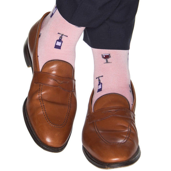 Dapper Classics Merlot Mid Calf Socks, Pink