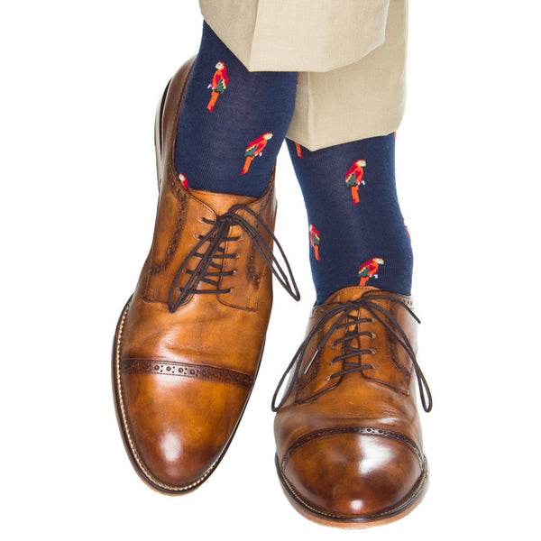 Dapper Classics Parrot Mid Calf Socks, Navy/Orange/Red